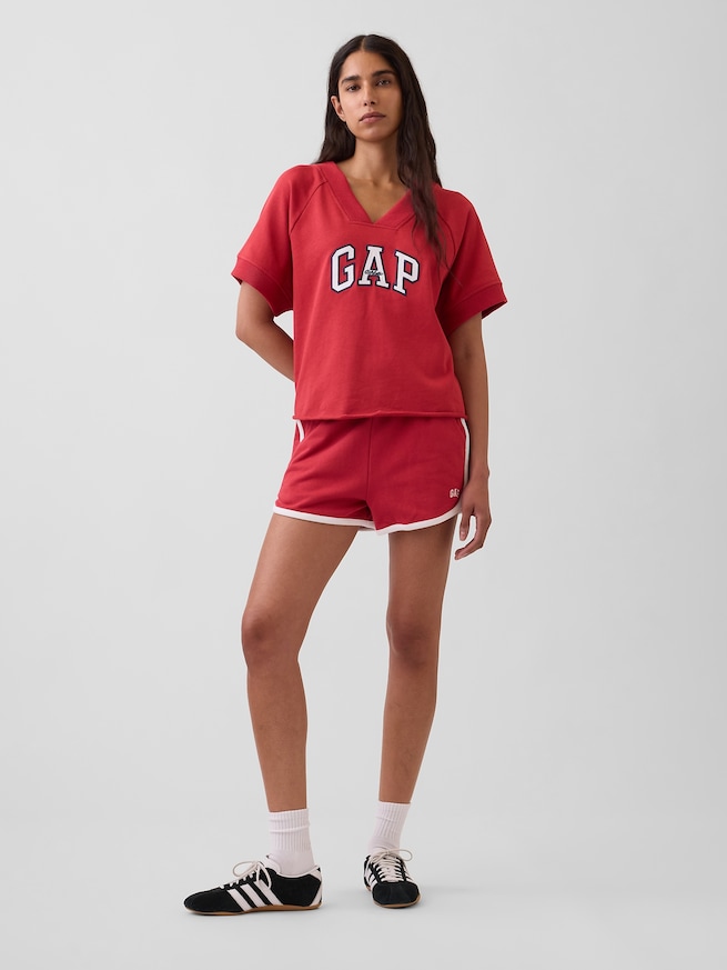フレンチテリー オーバーサイズ GAPロゴ Vネック スウェットシャツ-1