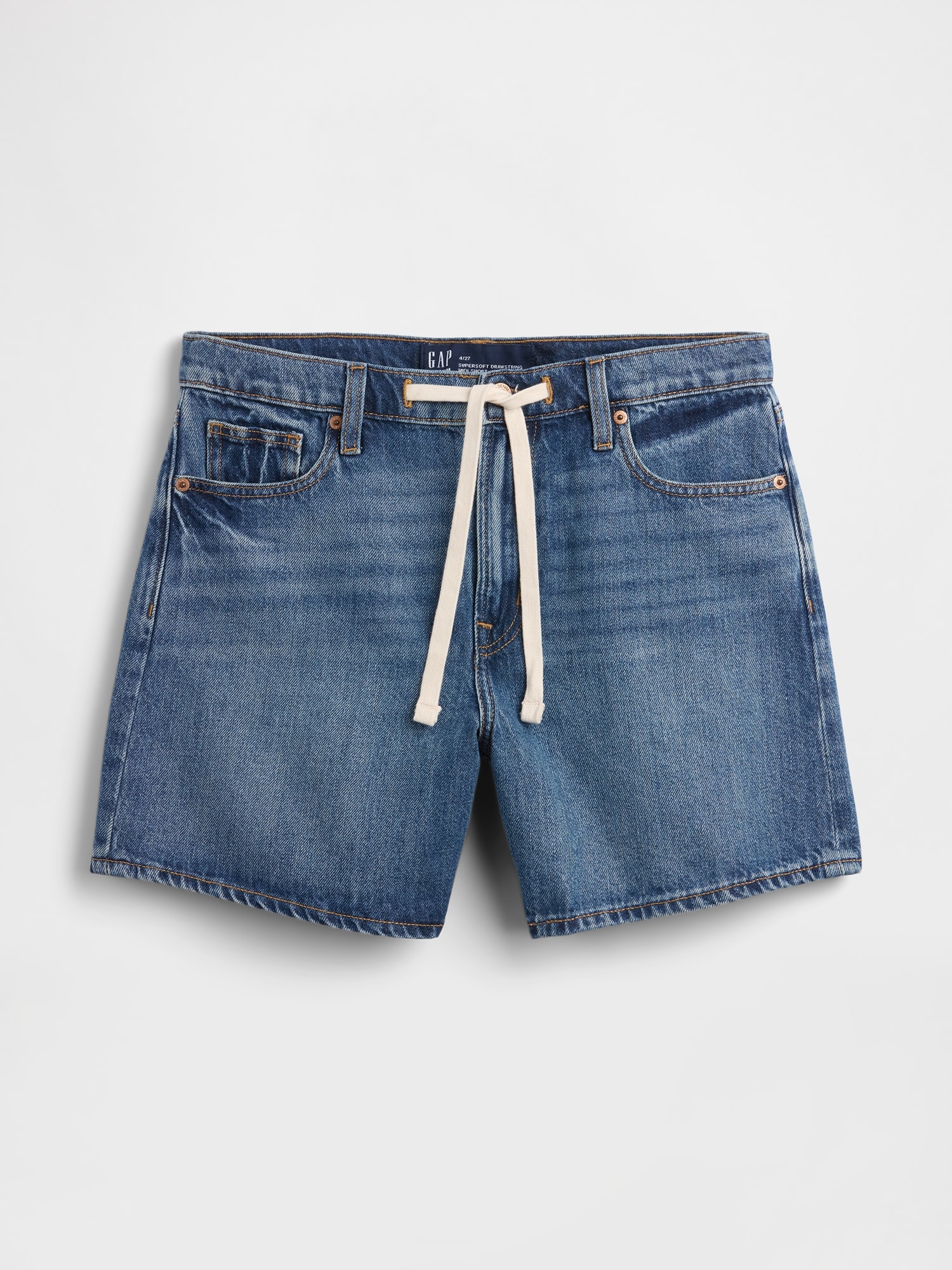 SuperSoft Drawstring Denim Midi Shorts