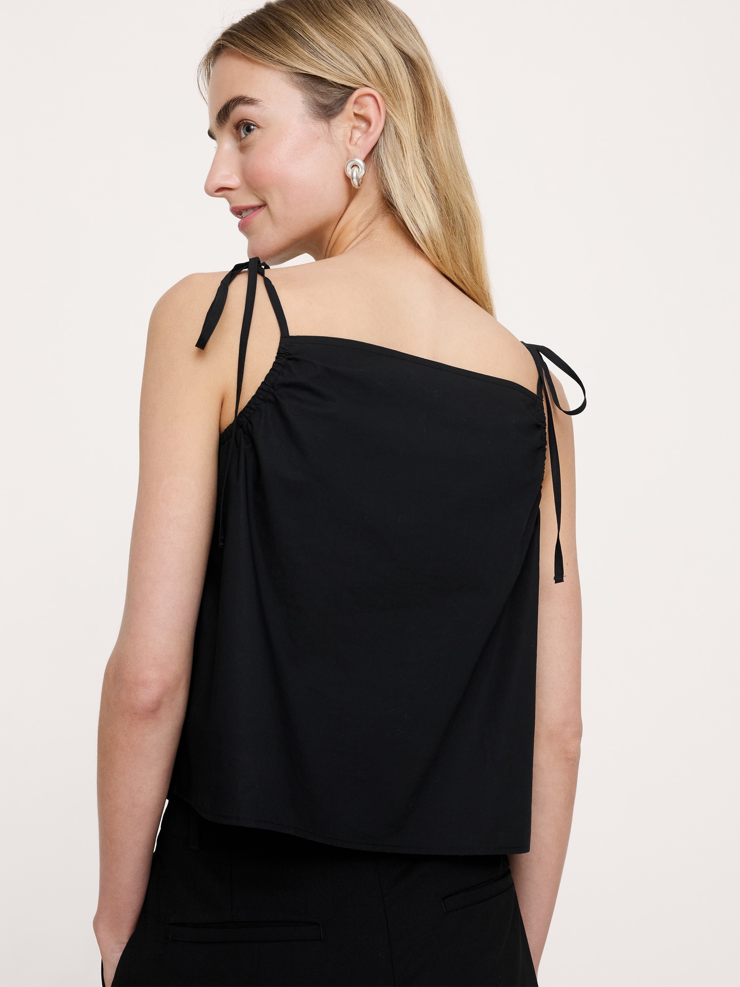 Cotton Poplin Tie-Strap Tank