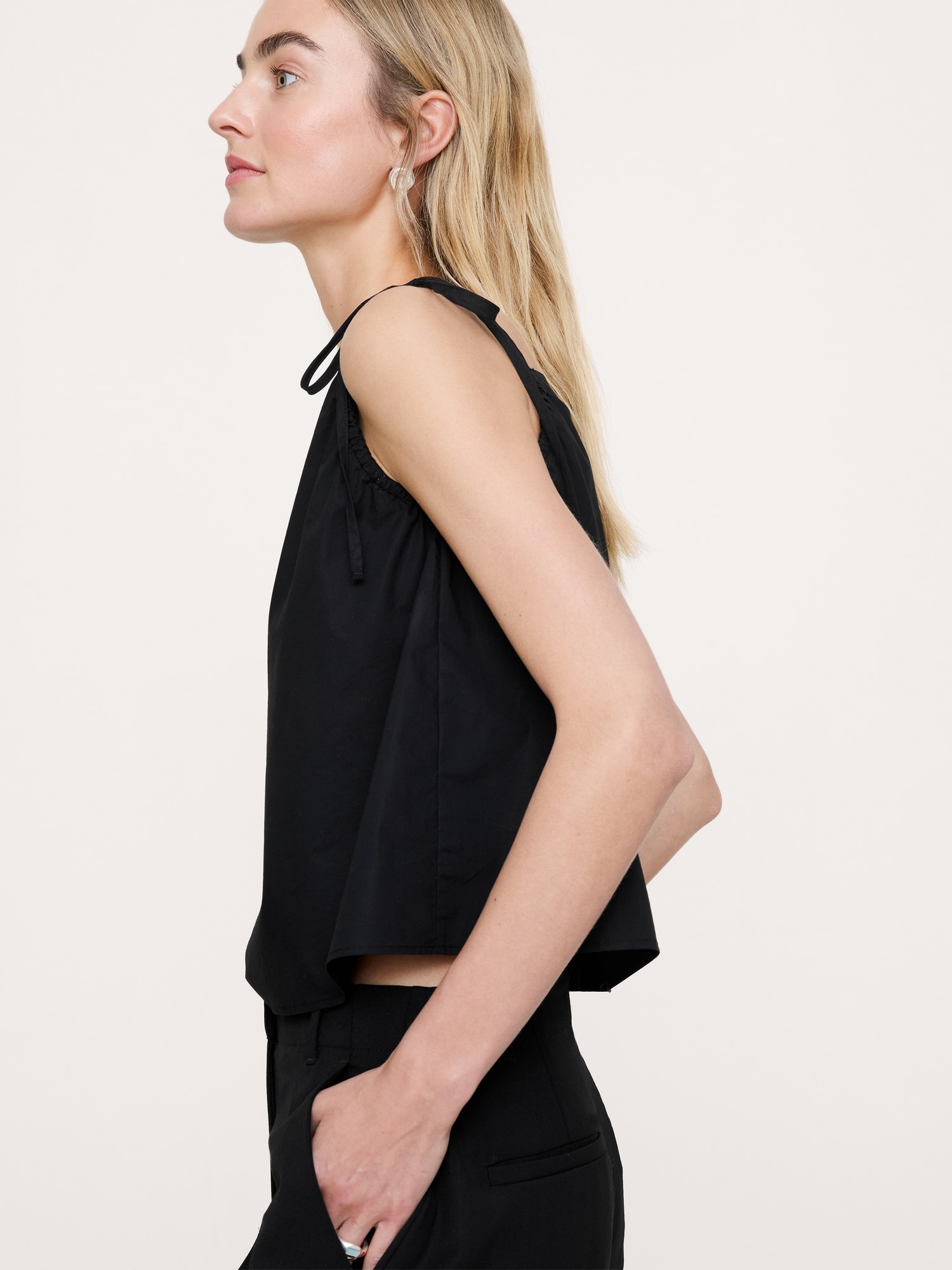 Cotton Poplin Tie-Strap Tank