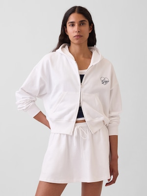 フレンチテリー オーバーサイズ GAPハートロゴ ジップアップパーカー