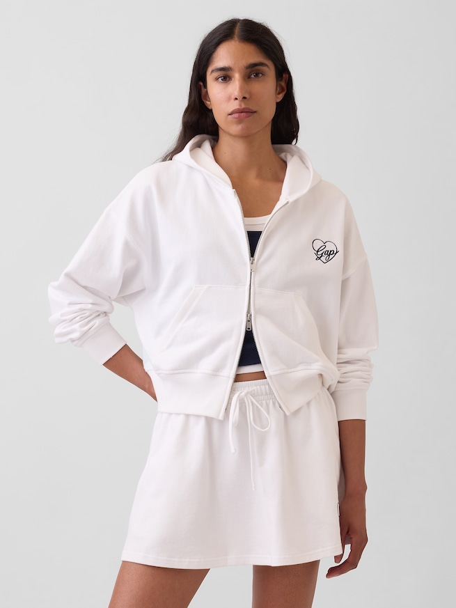 フレンチテリー オーバーサイズ GAPハートロゴ ジップアップパーカー-0