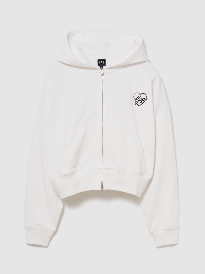 フレンチテリー オーバーサイズ GAPハートロゴ ジップアップパーカー-4
