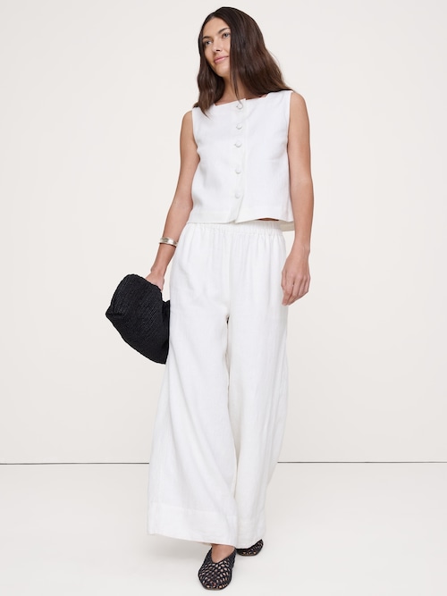 リネン ボタンフロント タンクトップ