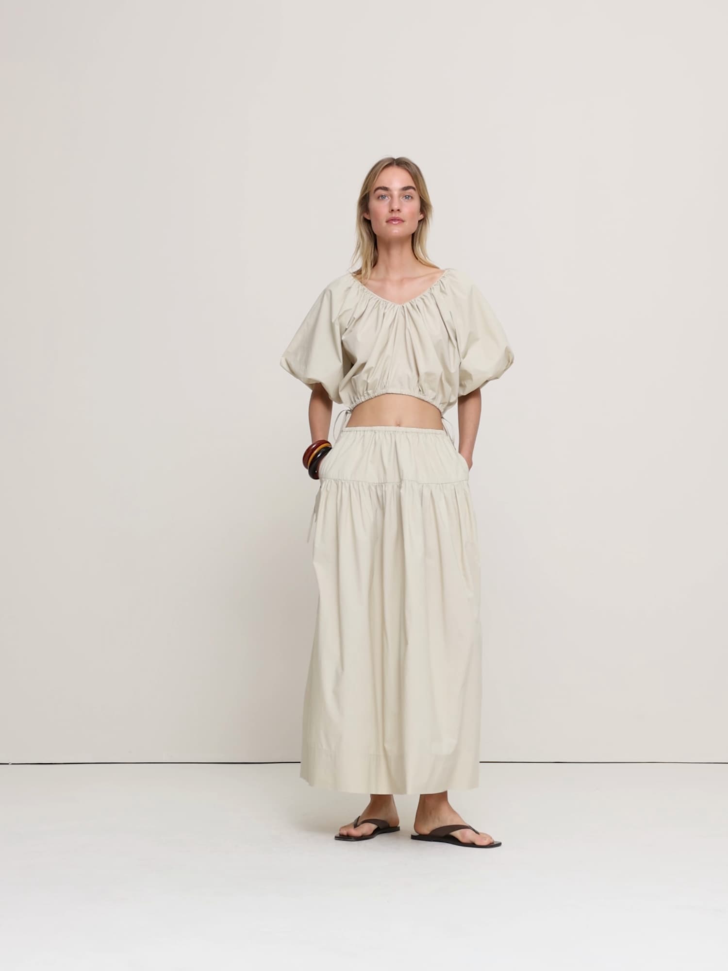 ティアード コットンポプリン マキシスカート-6