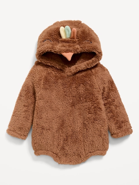 Long-Sleeve Critter Fleece Hooded One-Piece Romper for Baby