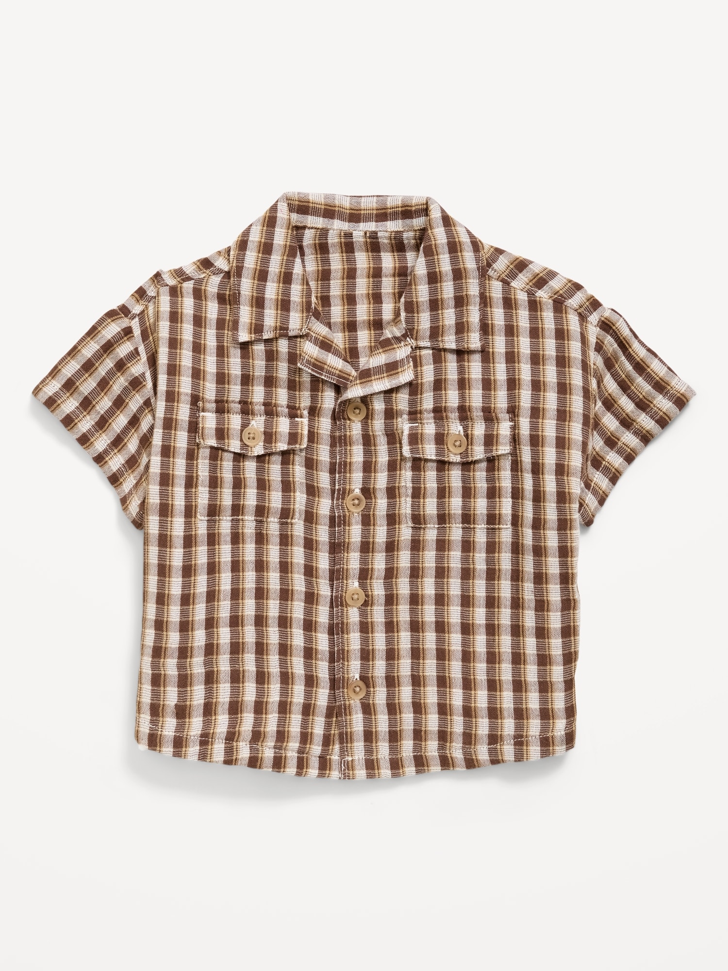 CHEMISE À MANCHES COURTES EN COTON TEXTURÉ À DOUBLE TISSAGE POUR BÉBÉ