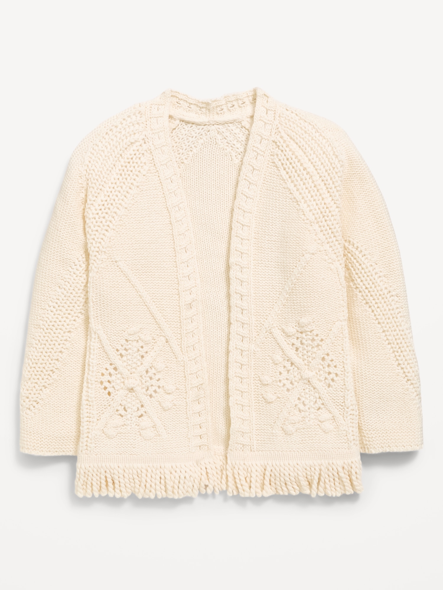 Open-Front Fringed-Hem Sweater for Toddler Girls