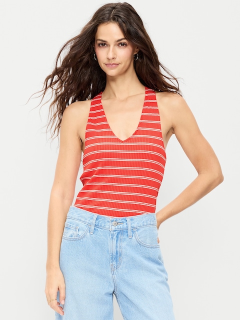 CAMISOLE CÔTELÉE À BRETELLES NOUÉES AU DOS