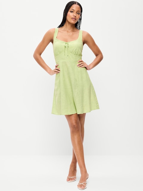 Fit & Flare Linen Mini Dress