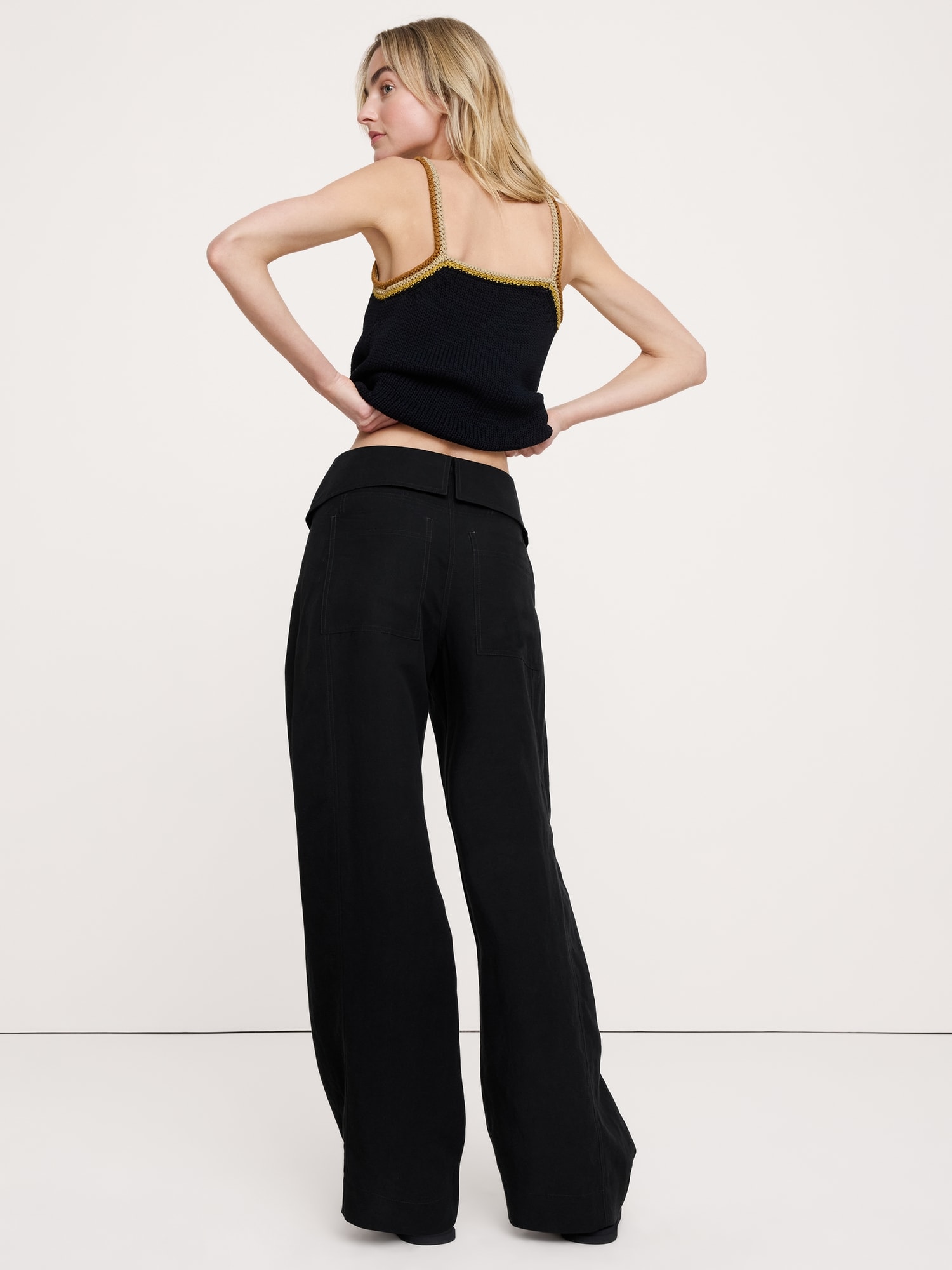 Wide-Leg TENCEL™-Linen Pant with Foldover Waistband | Banana Republic