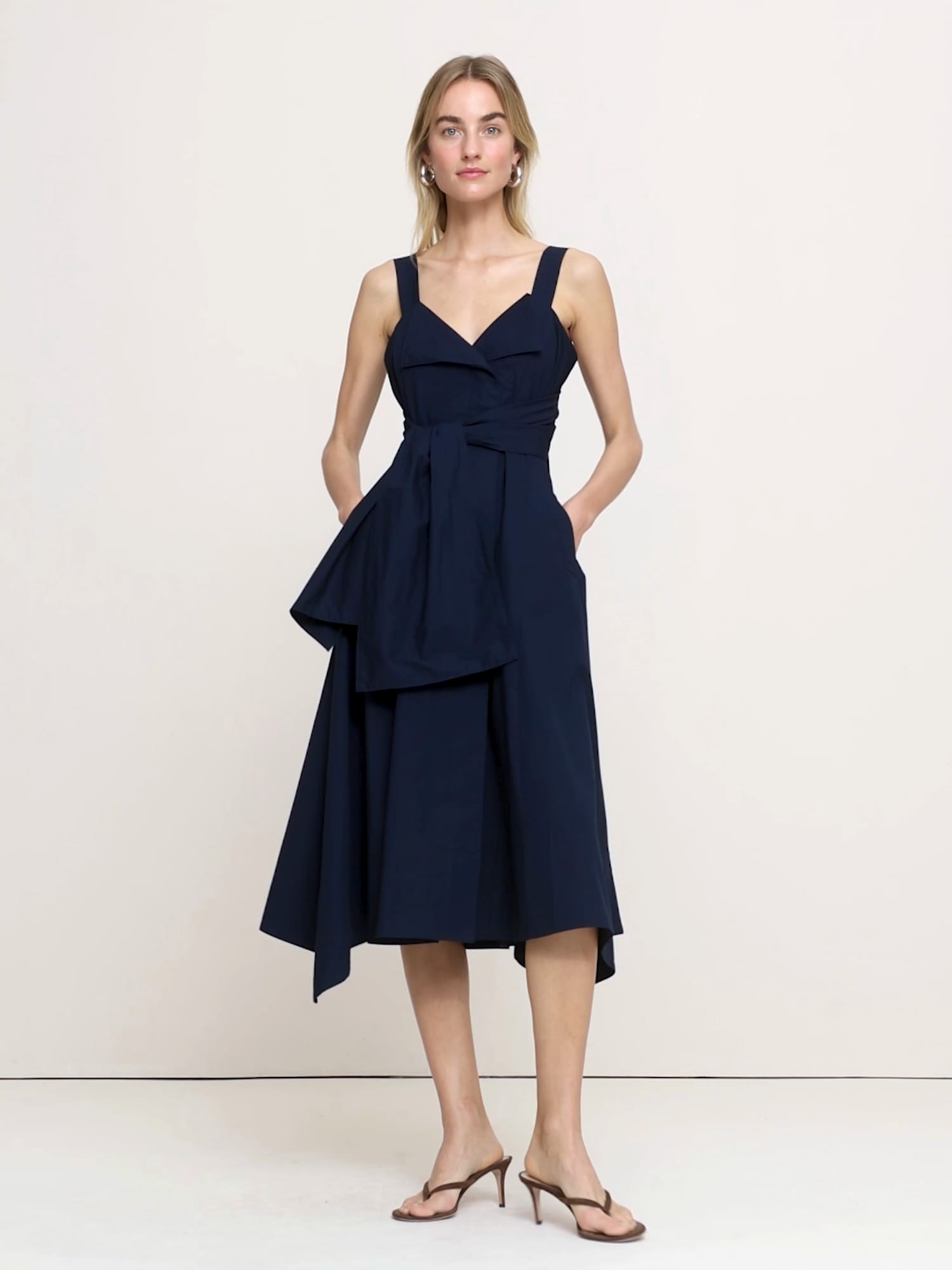 Cotton Poplin Wrap Shirt Dress