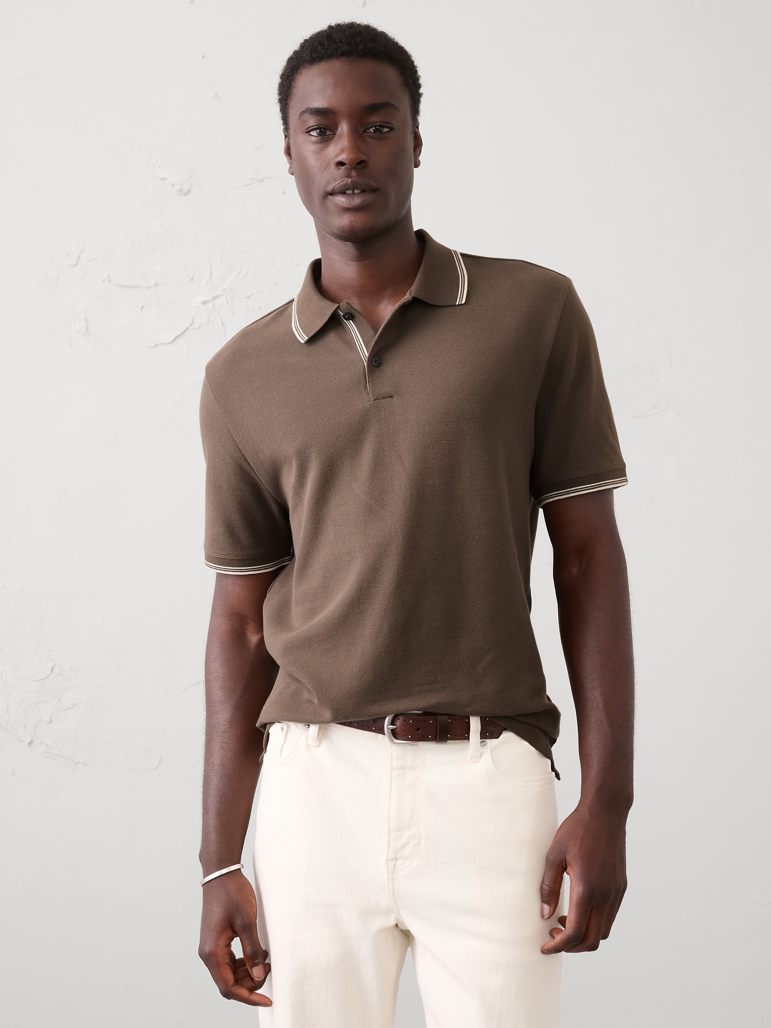 Standard-Fit Textured Tipped Polo