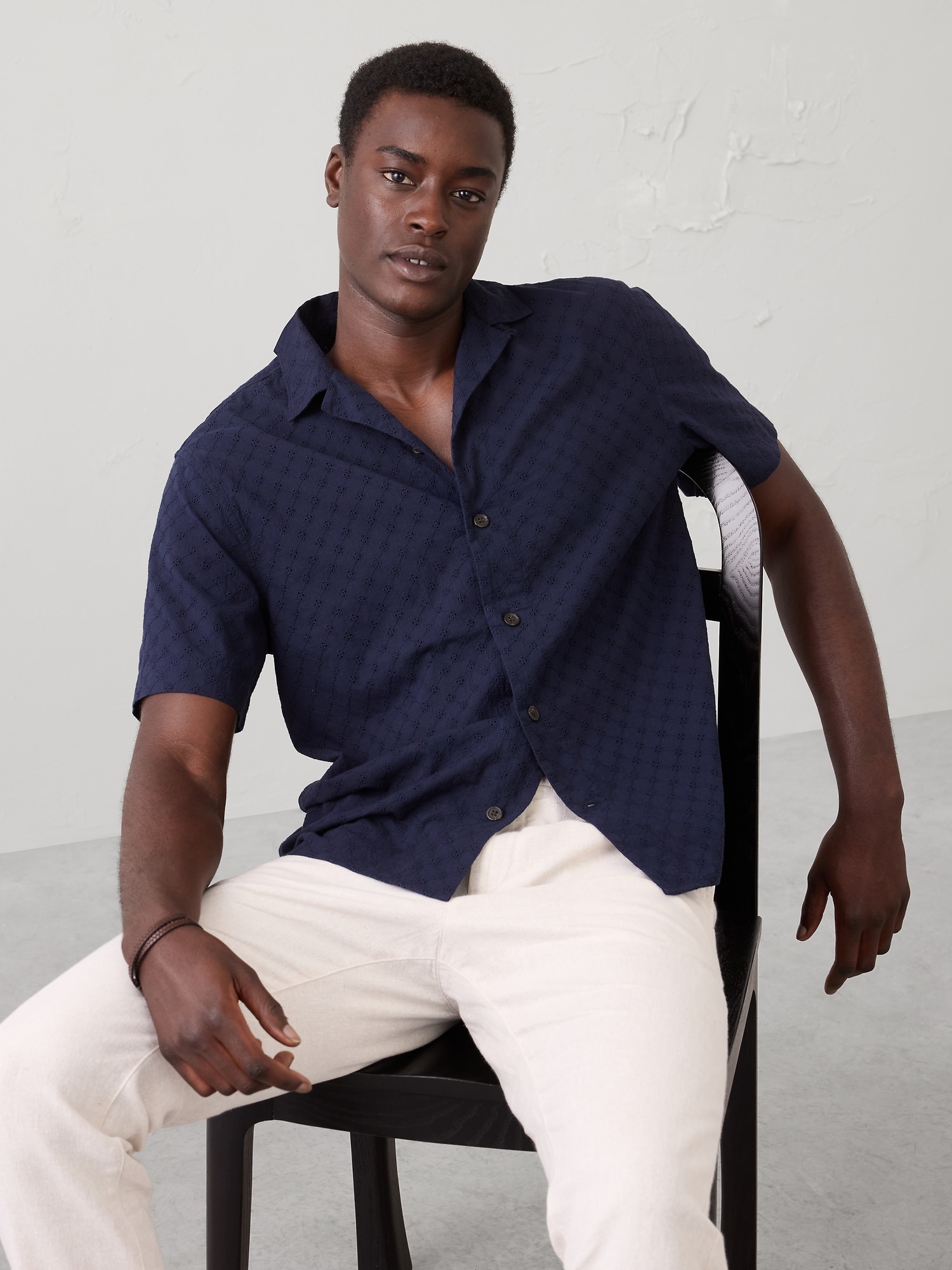 Standard-Fit Textured Resort Shirt