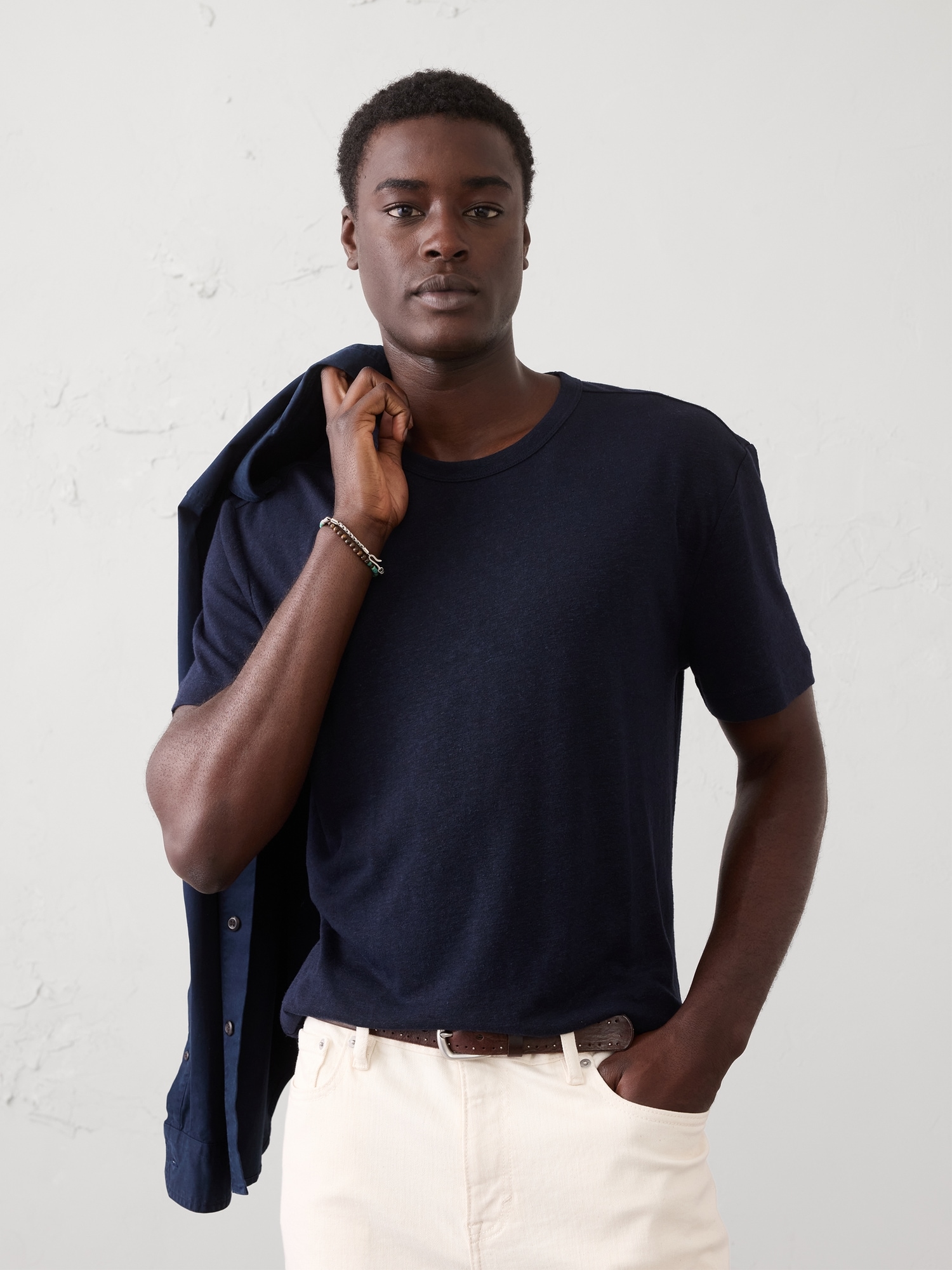 Standard-Fit Linen-Blend T-Shirt
