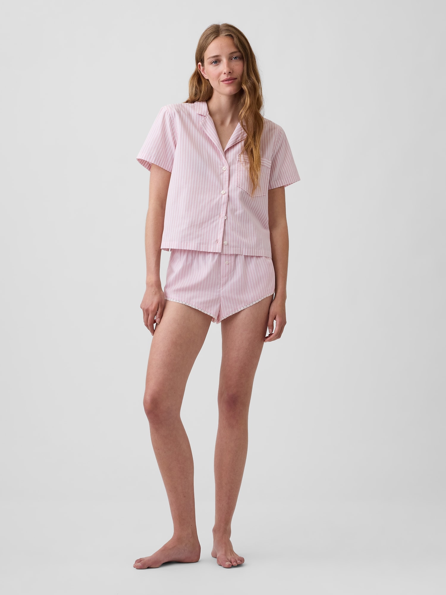 Gap Poplin Stripe Bloomer Pj Shorts In Pink