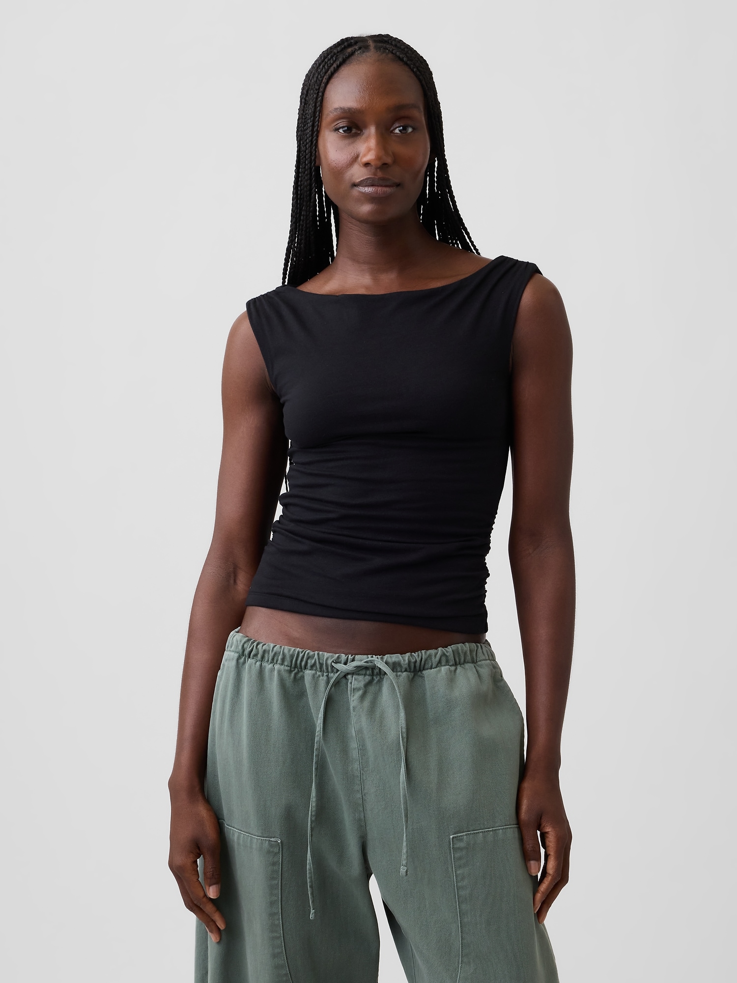 CloseKnit Jersey Crop Boatneck Top