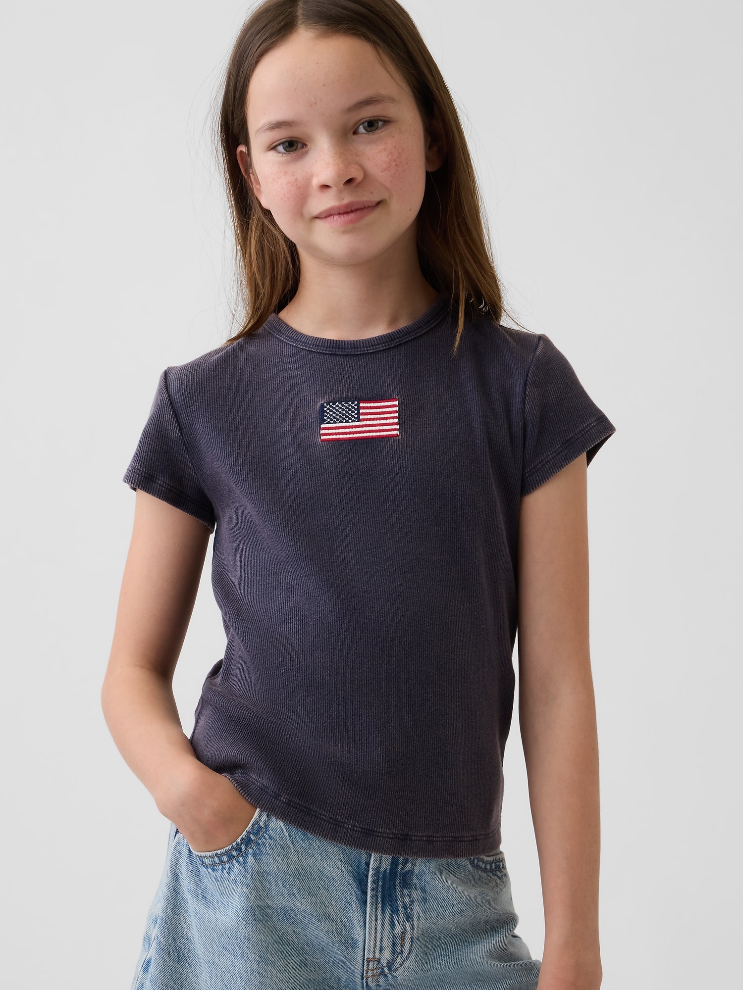Kids Embroidered Rib T-Shirt