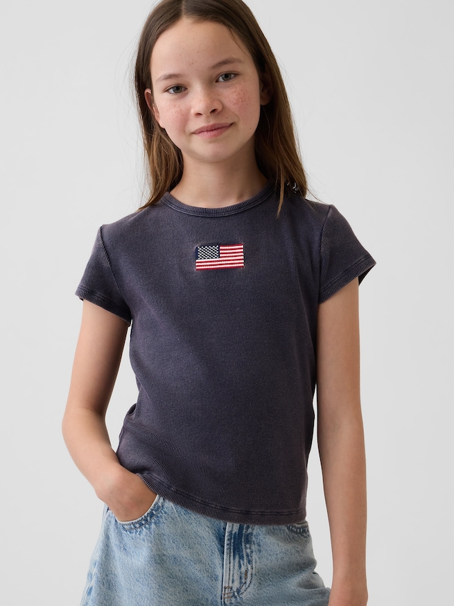 刺しゅう リブTシャツ (キッズ)-0