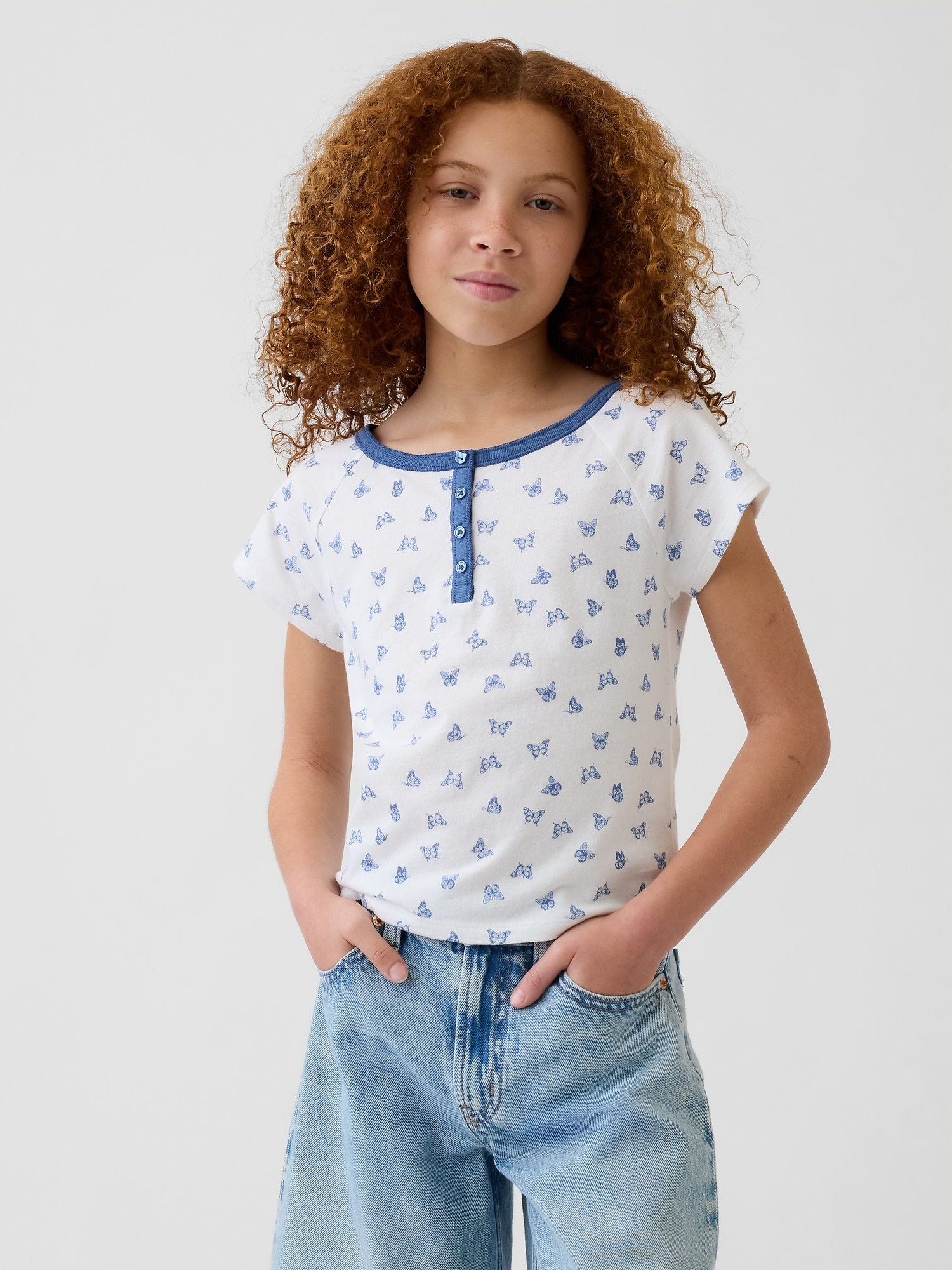 T-SHIRT HENLEY À MANCHES RAGLAN POUR ENFANT
