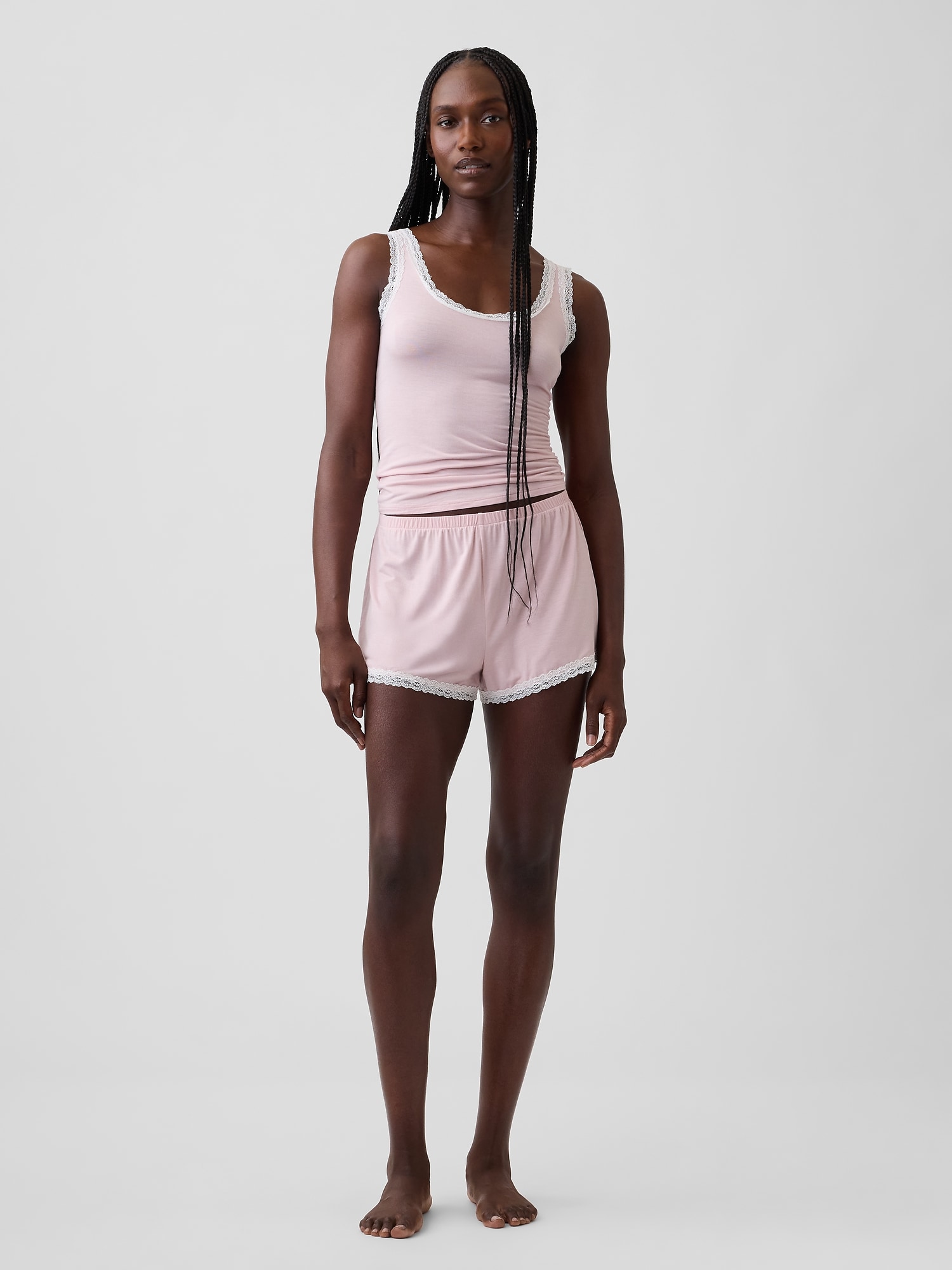 Softest Modal Lace-Trim PJ Shorts