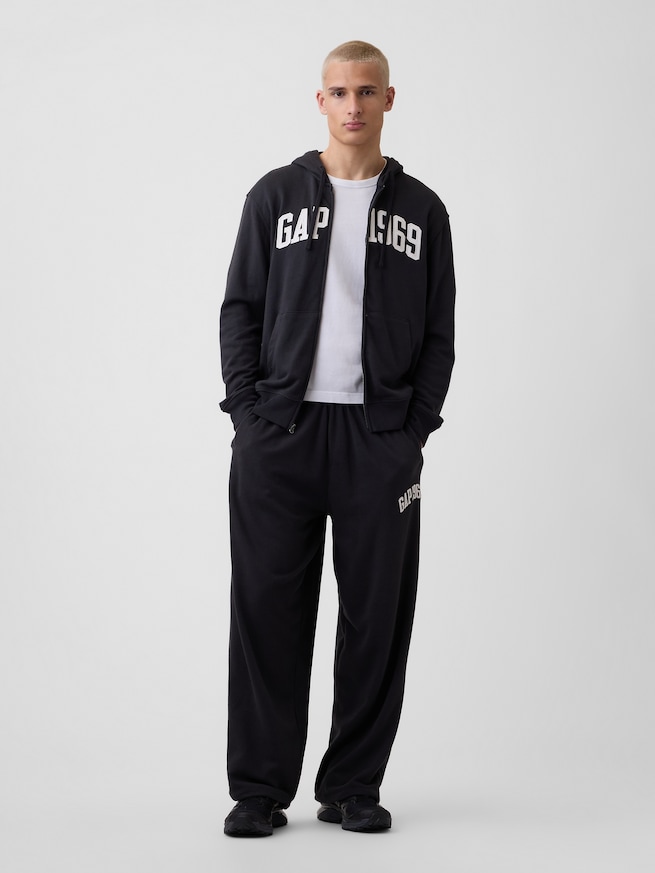 フレンチテリー リラックスフィット GAP1969ロゴ  ジップアップパーカー-1