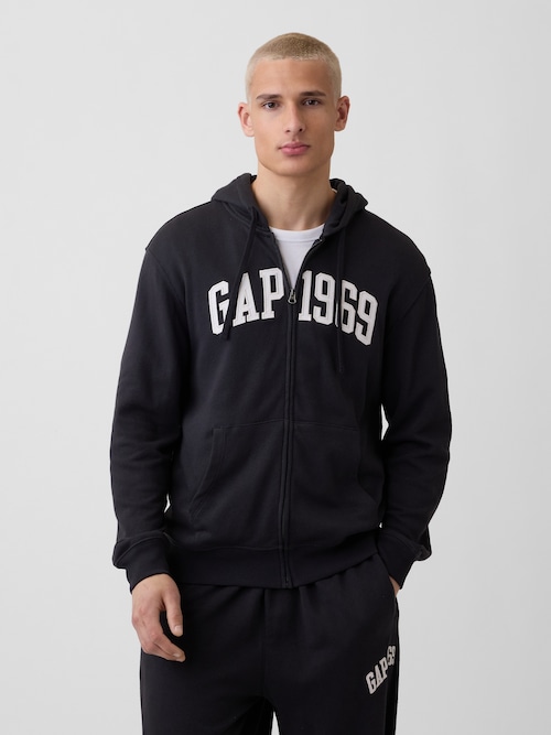 フレンチテリー リラックスフィット GAP1969ロゴ  ジップアップパーカー