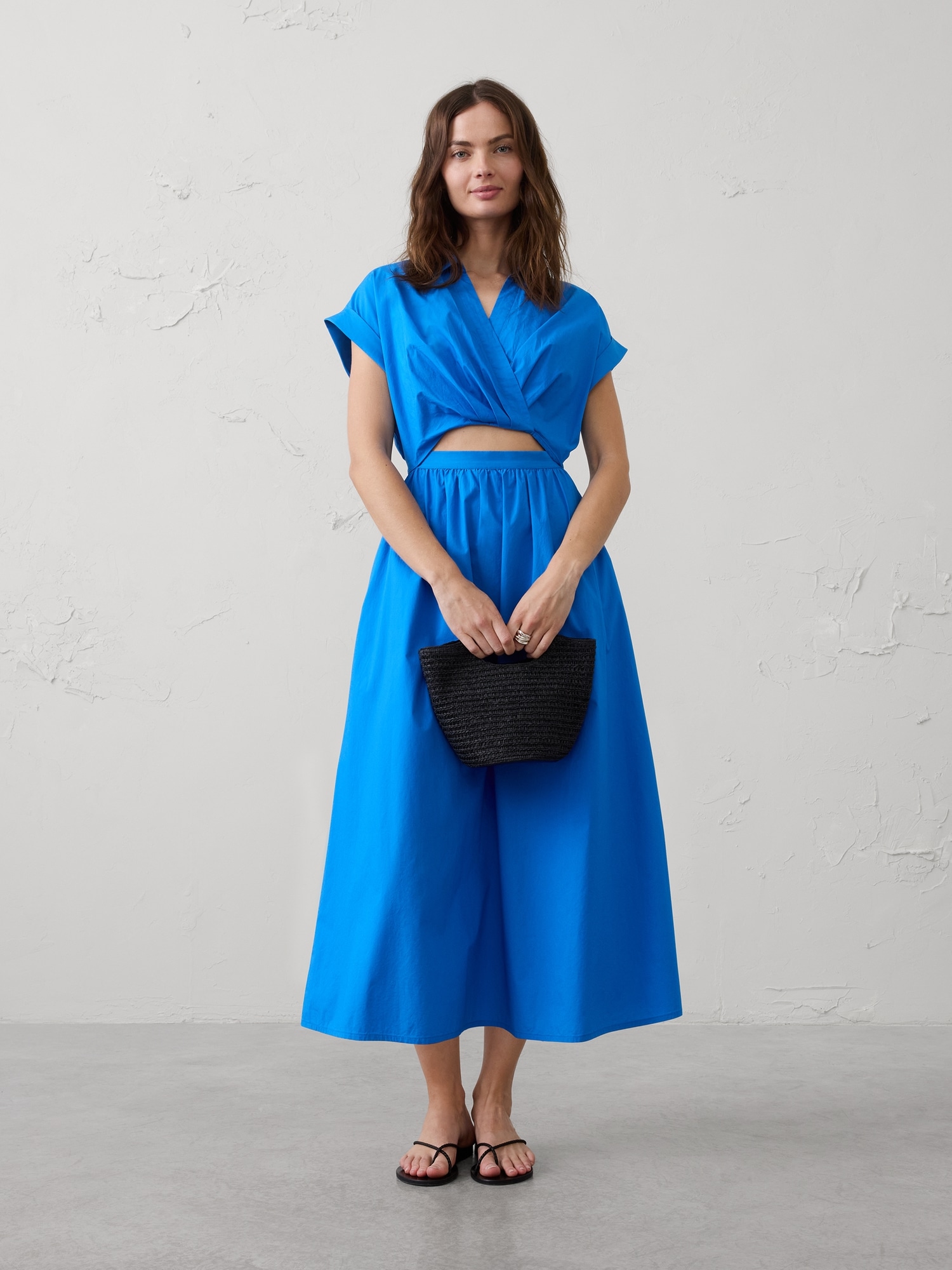 Cutout Poplin Maxi Dress