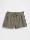 4インチ ミッドライズ コットンガーゼ イージーウエスト ショートパンツ-4