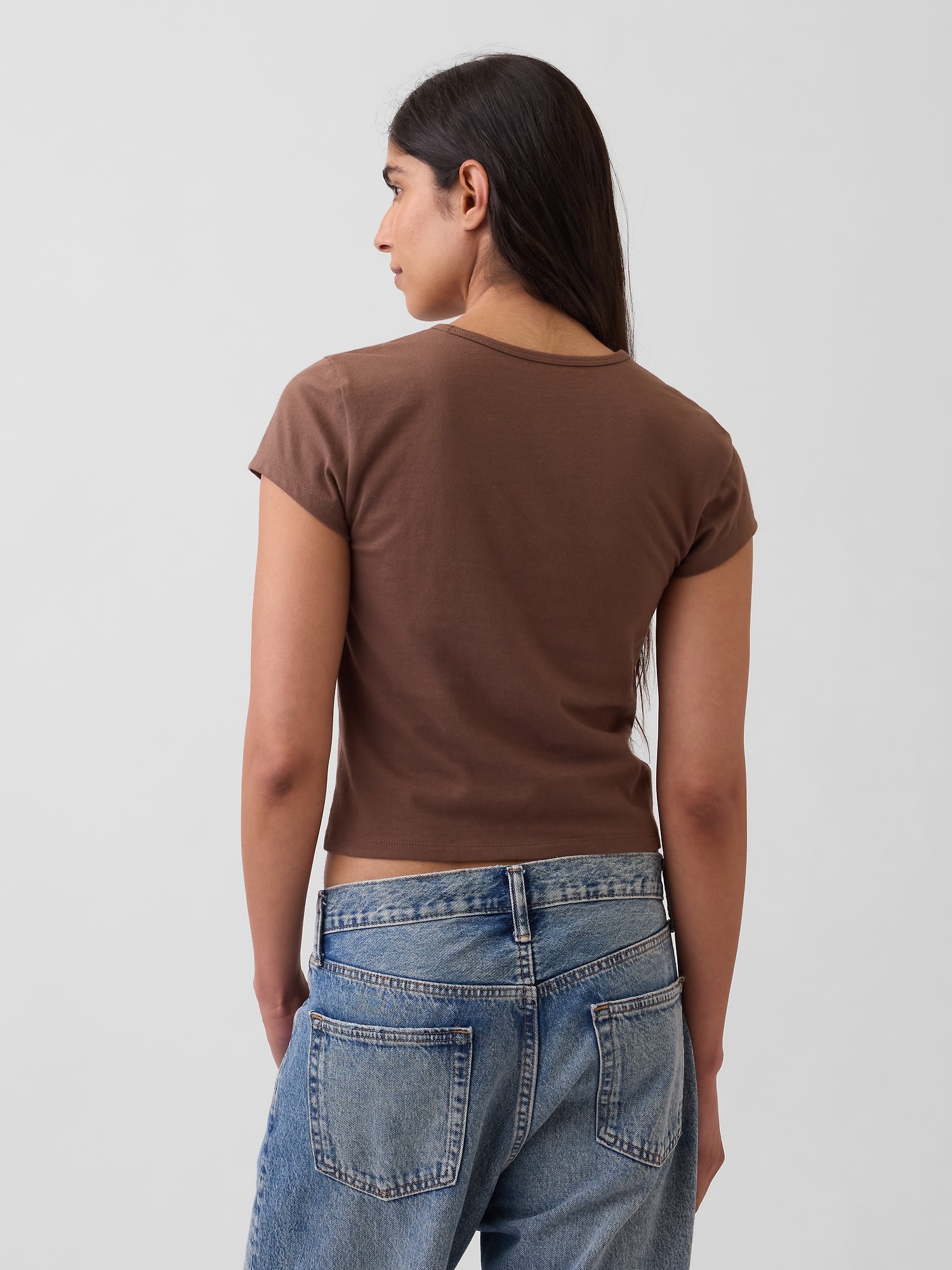 コットン ジャージー フィット クロップド グラフィックTシャツ-2