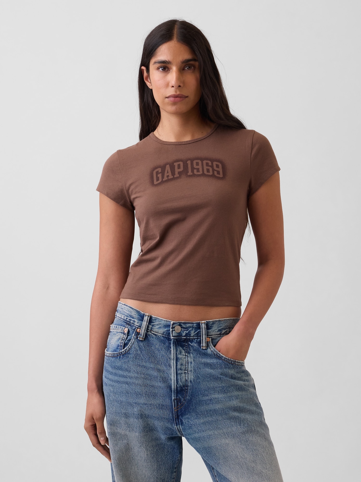コットン ジャージー フィット クロップド グラフィックTシャツ-0
