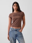 コットン ジャージー フィット クロップド グラフィックTシャツ-0