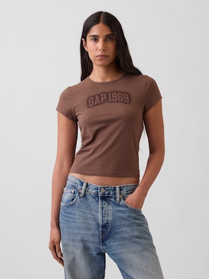 コットン ジャージー フィット クロップド グラフィックTシャツ