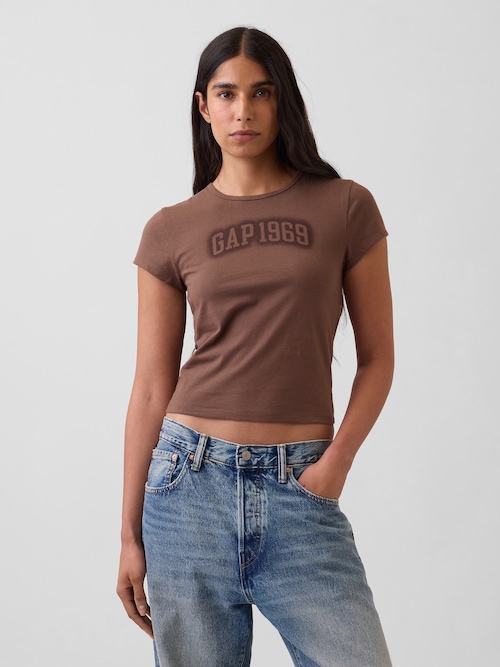 コットン ジャージー フィット クロップド グラフィックTシャツ