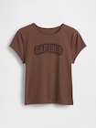 コットン ジャージー フィット クロップド グラフィックTシャツ-4