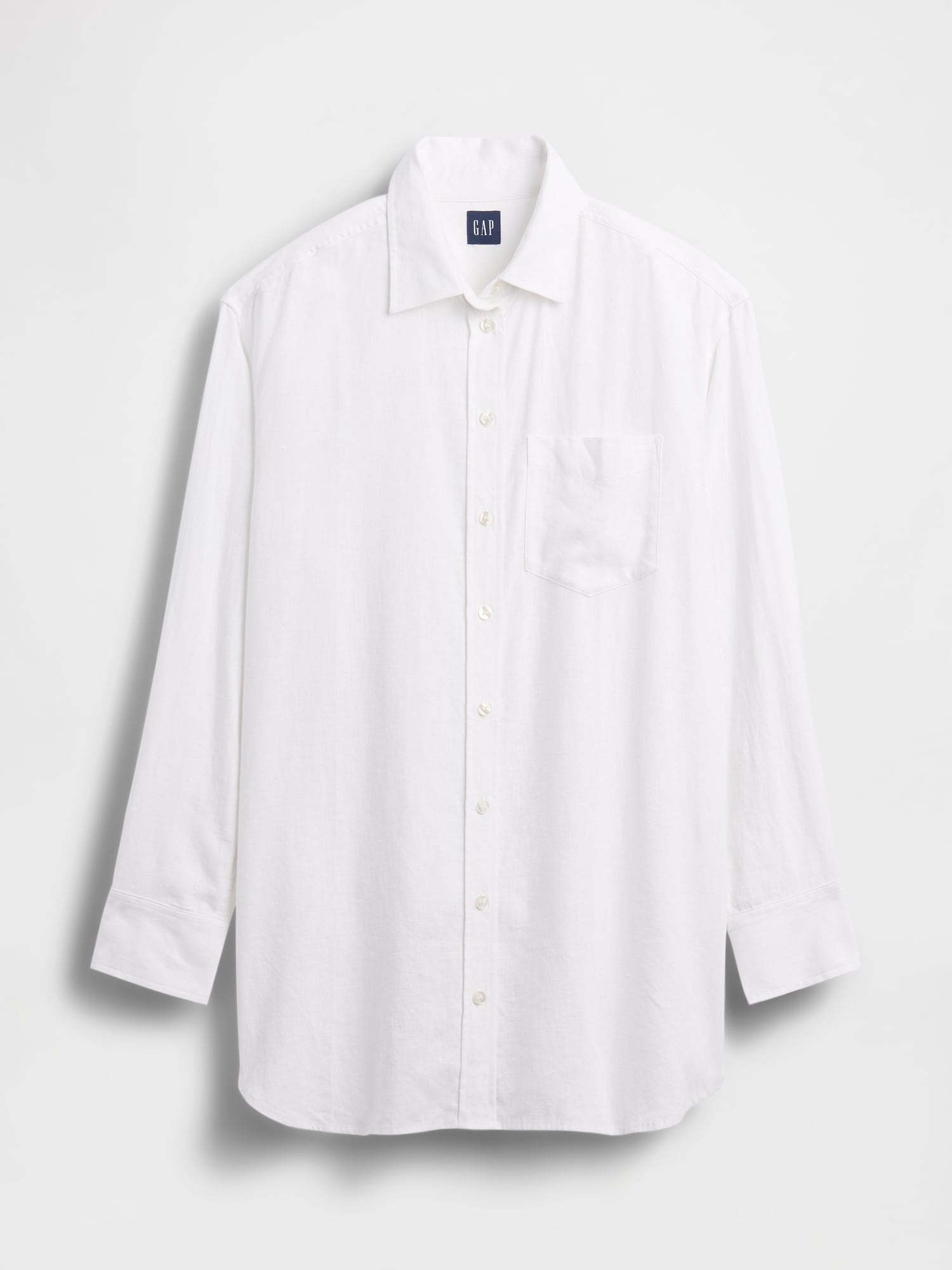 Linen-Blend Oversized Tunic Shirt