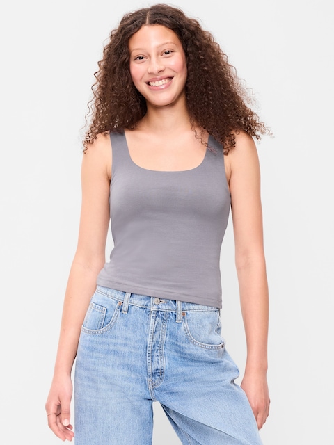 CAMISOLE À ENCOLURE DÉGAGÉE EN TISSU SCULPTANT DOUBLE ÉPAISSEUR
