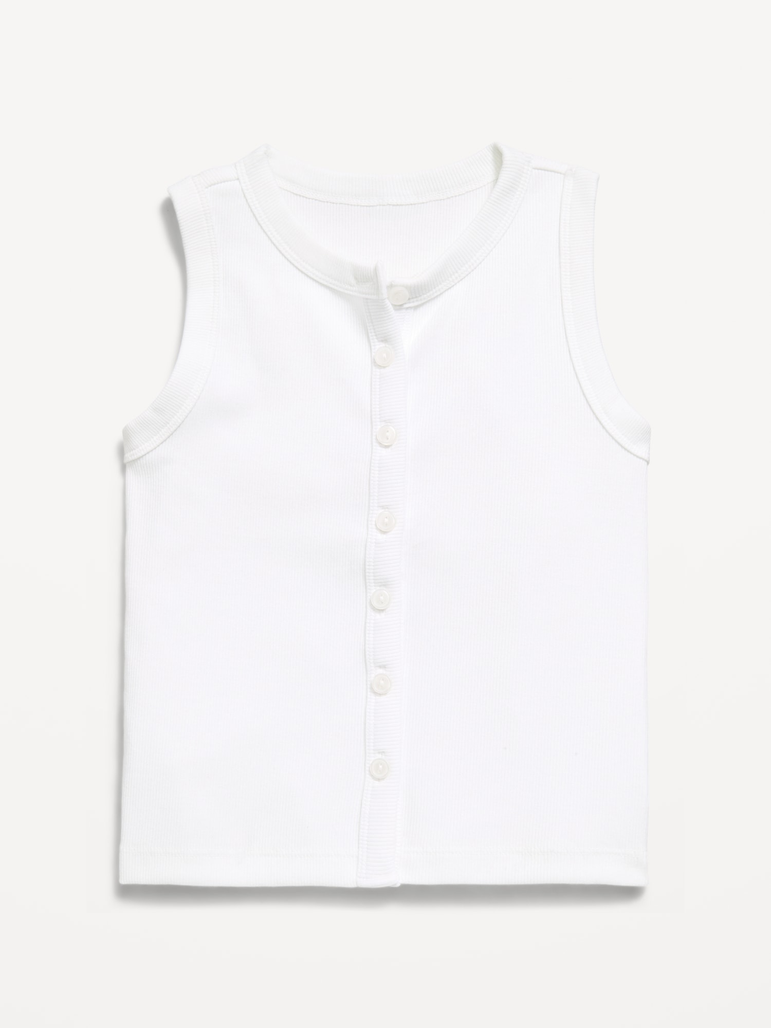 Fitted Sleeveless Ribbed Button-Front Top for Girls
