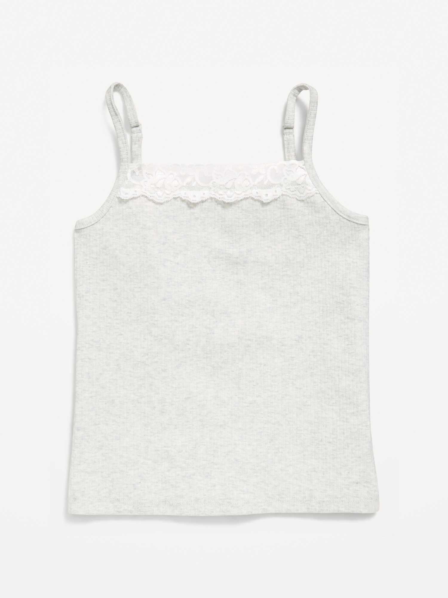 Fitted Ribbed Lace-Trim Cami for Girls