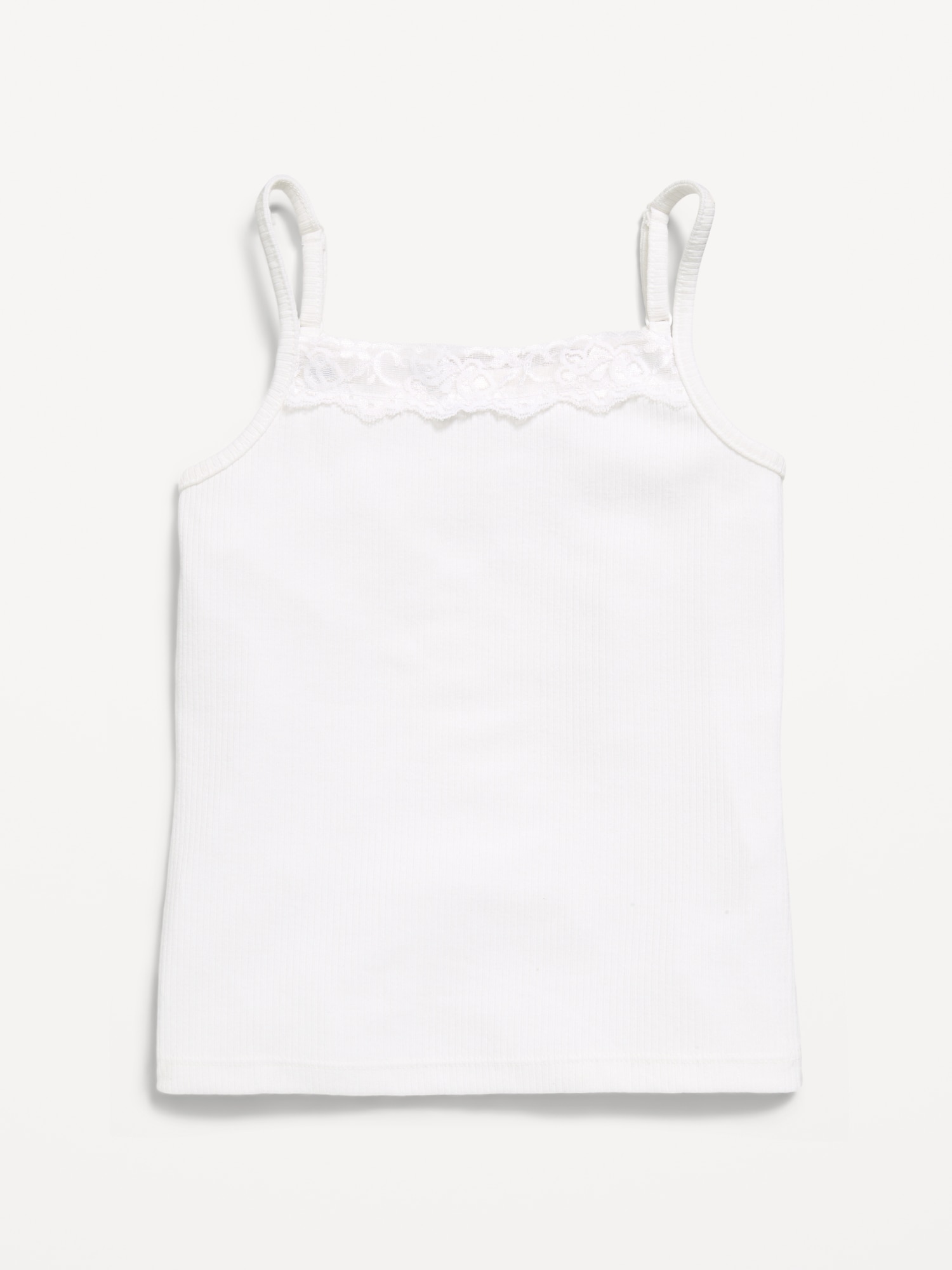 Fitted Ribbed Lace-Trim Cami for Girls