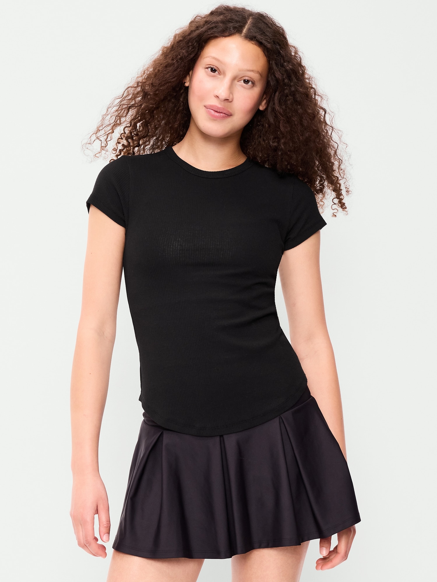 Fitted Crew-Neck Ribbed T-Shirt