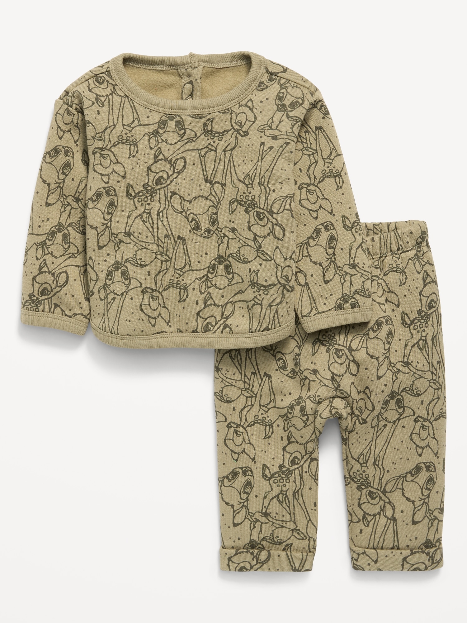 ENSEMBLE AVEC CHANDAIL RAS DU COU ET PANTALON EN COTON OUATÉ BAMBI DE DISNEY© POUR BÉBÉ
