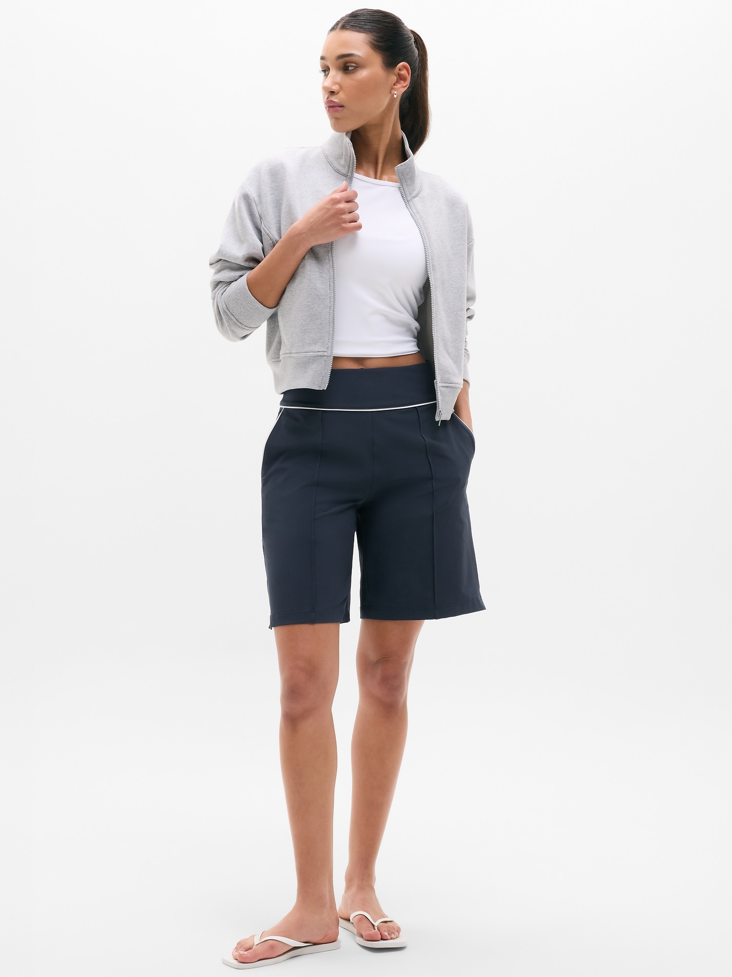 Athleta Tee Time Bermuda 9" Short In Eclipse/white