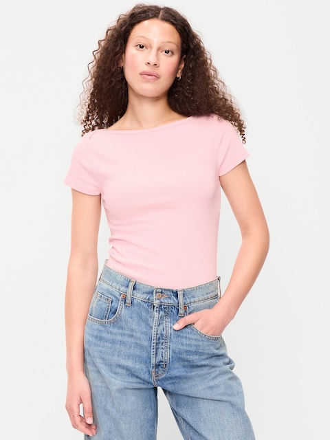 T-SHIRT AJUSTÉ À ENCOLURE BATEAU