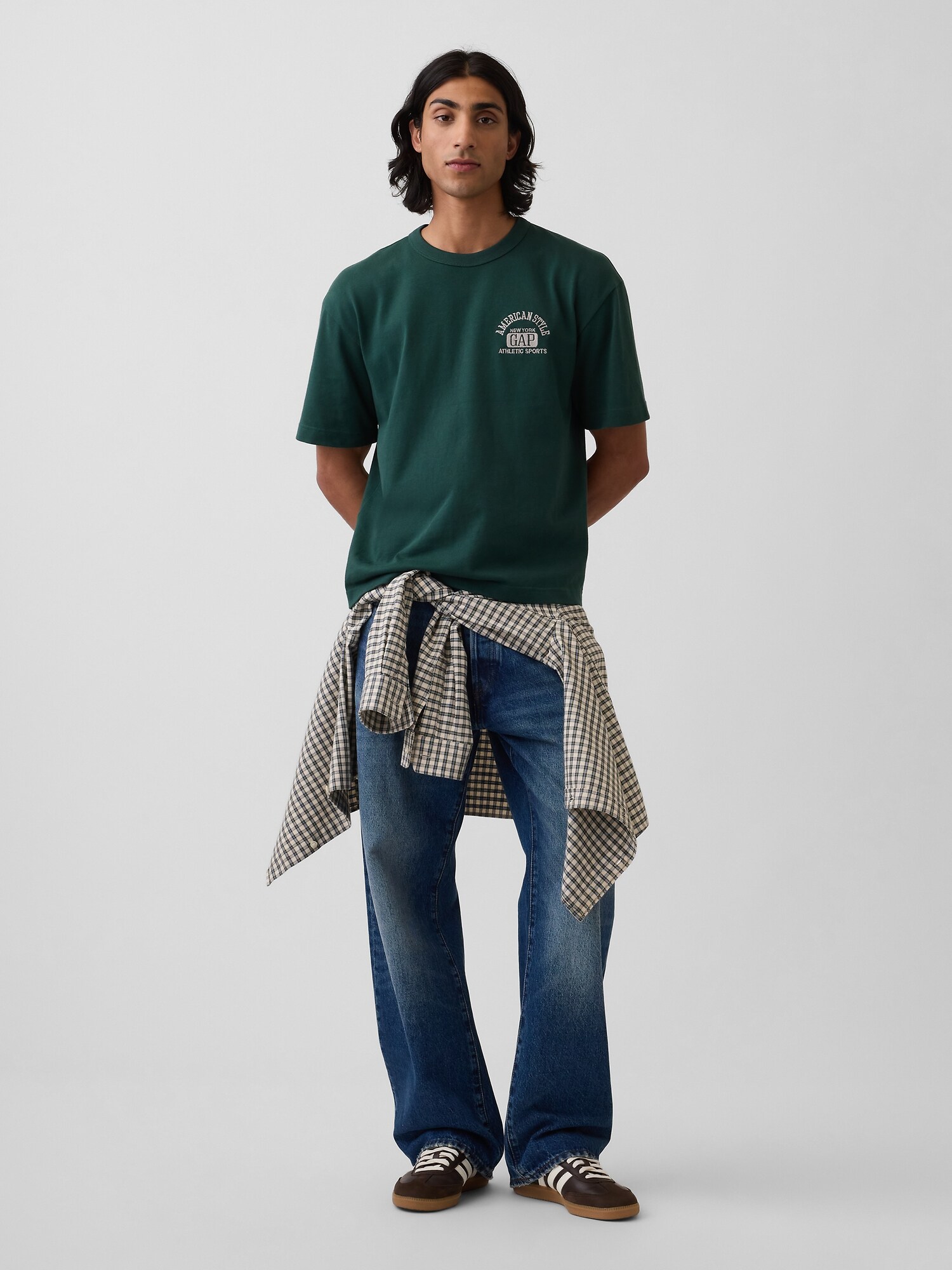 ヘビーウェイト GAPロゴ リラックスフィット クロップドTシャツ-1