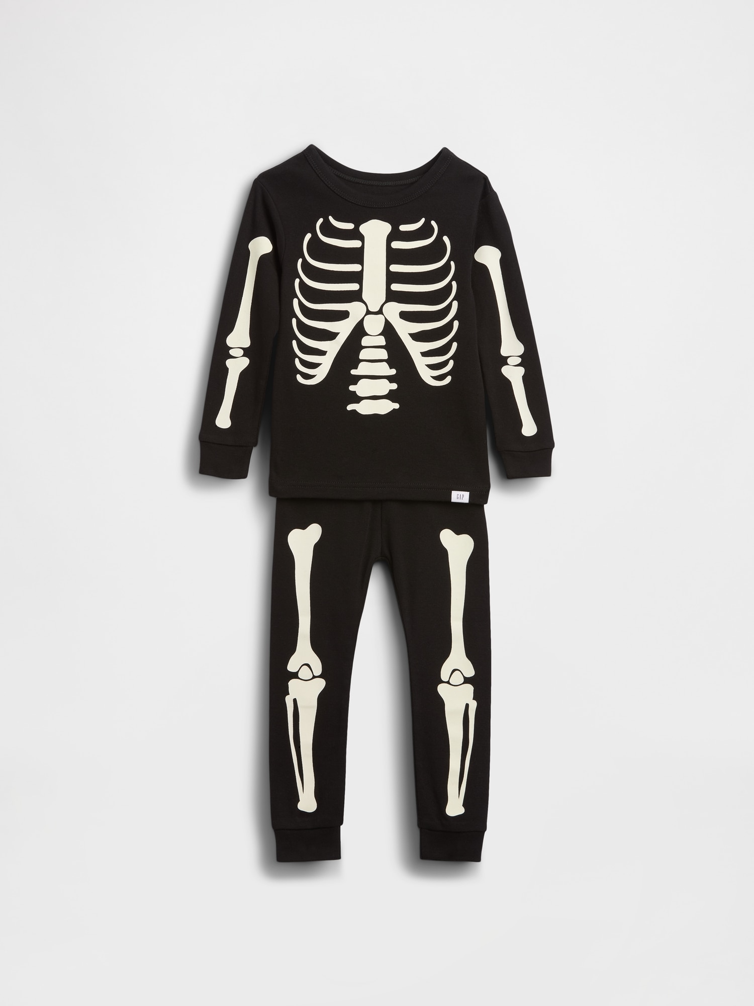 Kids & Baby Organic Brushed Cotton Glow-In-The-Dark Skeleton PJ Set