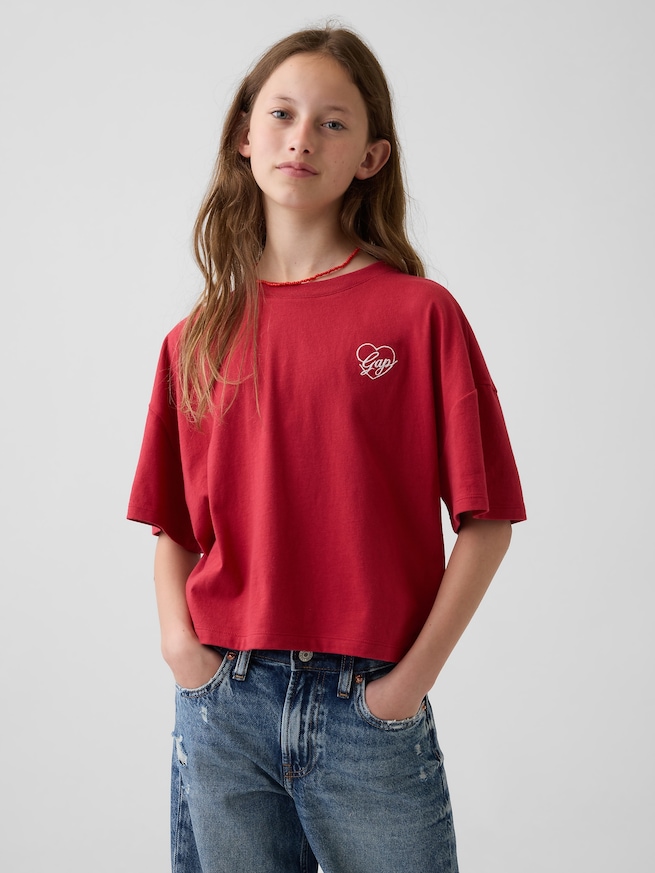 オーバーサイズ GAPハートロゴ Tシャツ (キッズ)-2