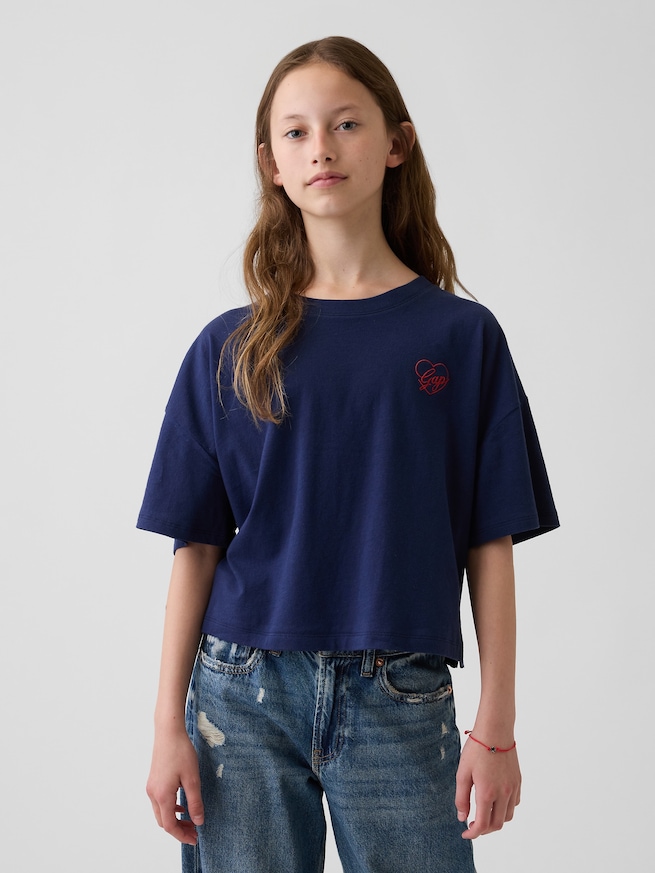オーバーサイズ GAPハートロゴ Tシャツ (キッズ)-2