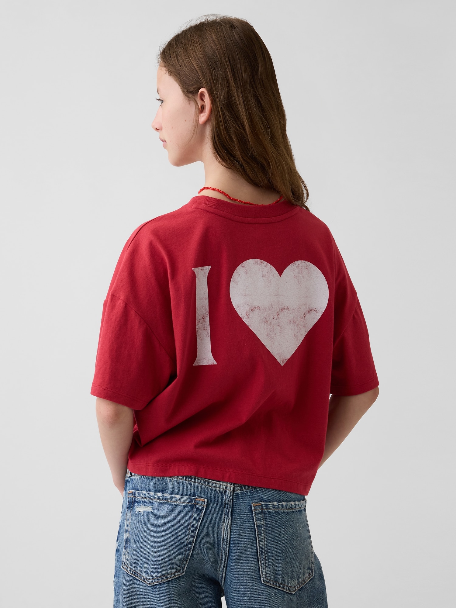 オーバーサイズ GAPハートロゴ Tシャツ (キッズ)-0