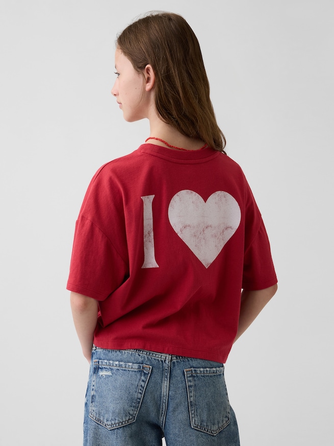 オーバーサイズ GAPハートロゴ Tシャツ (キッズ)-0